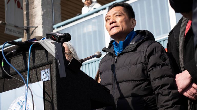 Hate crime charges sought in deadly Sheepshead Bay hammer attack 4 Sam Tsang, vice president of the NYPD's 61st Precinct Council, speaks on behalf of the families of those who were killed at Seaport Buffet.