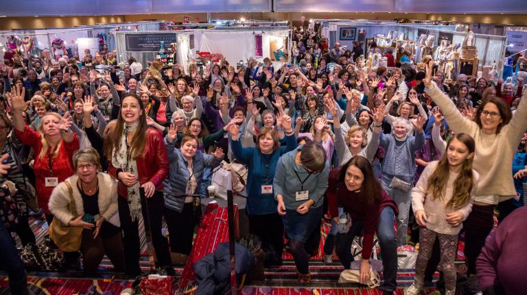 Attendees aren't shy about their love for knitting at Vogue Knitting Live in 2017.