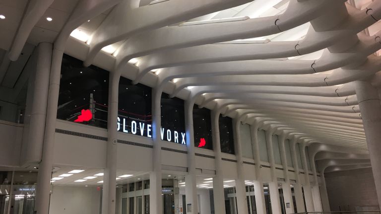 Boxing studio Gloveworx opens first NYC location in the Oculus 3 The studio is located near the PATH entrance.