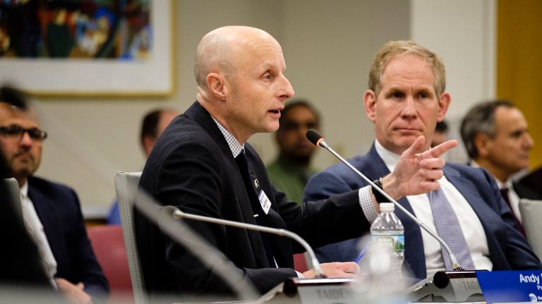 NYC Transit President&nbsp;Andy Byford was mostly quiet during the MTA board's emergency meeting on Tuesday.