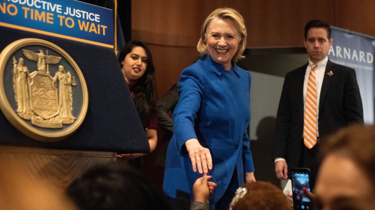 Former Secretary of State Hillary Clinton made a joint push Monday with Gov.&nbsp;Andrew Cuomo for the passage of the Reproductive Health Act and the Contraceptive Care Act.