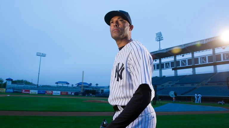 New York Yankees' pitcher Mariano Rivera at  spring training in Tampa, Florida, in February 2013.