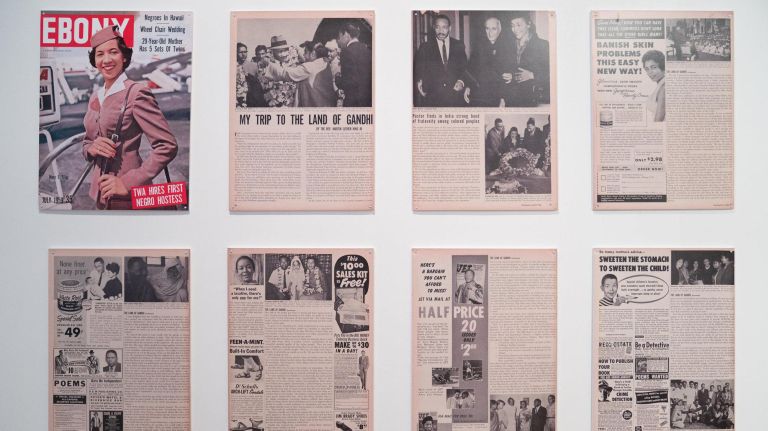 King recounts his trip to India in an Ebony article, on view at the exhibit.