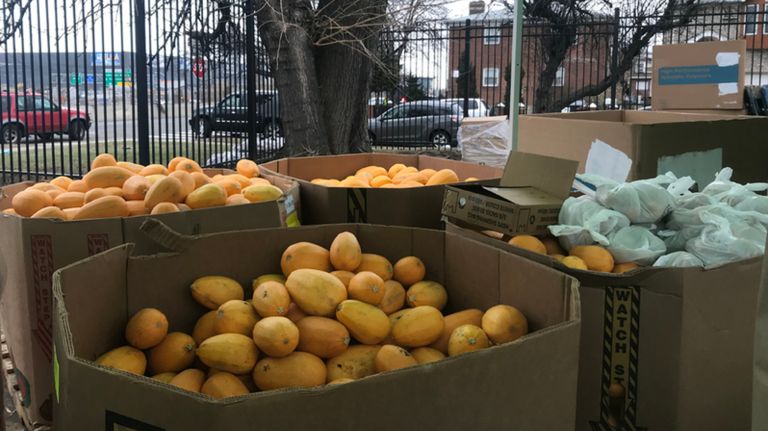 City Harvest provided fresh produce and canned foods to TSA workers at LaGuardia Airport in Queens on Tuesday.