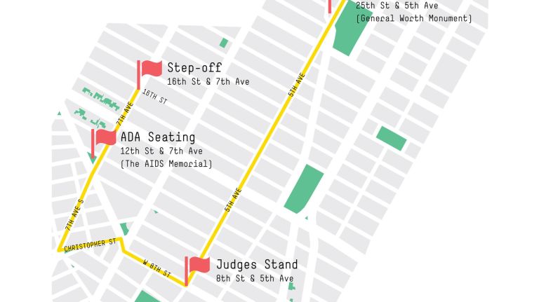As Pride march mulls return to Chelsea, residents wary of staging-area hassles on side streets 3 Heritage of Pride, Inc. is proposing to follow the 2018 Pride March route, shown above, but its 2019 permit approval is pending.