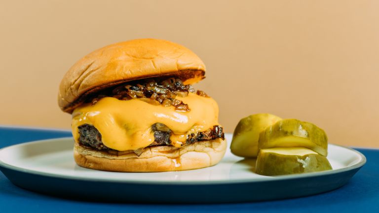 The burger at Mister Paradise, a new bar opening in the East Village.
