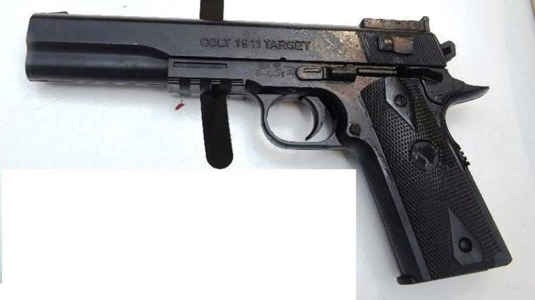 The NYPD released this image of the imitation gun that Christopher Ransom pointed at officers during the attempted robbery.