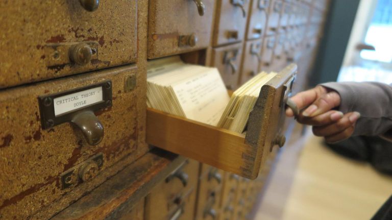 Although they are&nbsp;mostly used for decoration, card catalogues can be found in the members' library.