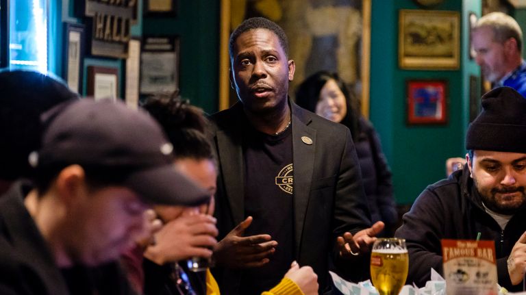 Owner Loy Gordon, center, took over as owner of Neir's Tavern in 2009.