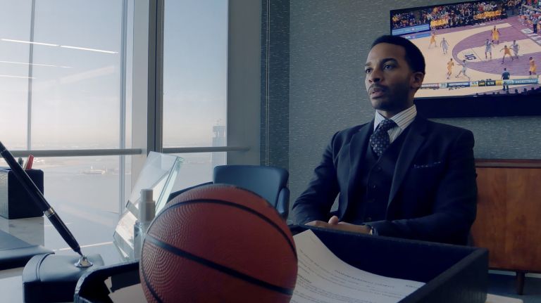 André Holland stars as Ray Burke in "High Flying Bird," directed by Steven Soderbergh.