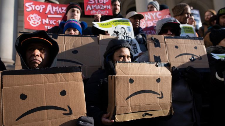 Amazon's battles, pre-New York 2 Some people in NYC are still angry about Amazon, a company that has battled before.