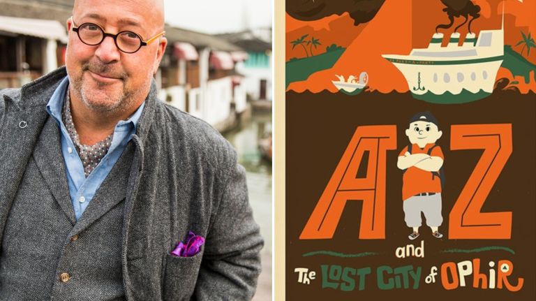 TV host Andrew Zimmern's new young adult novel, "AZ and the Lost City of Ophir," is out Tuesday.