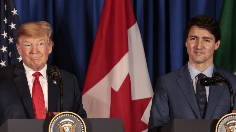 President Donald Trump&nbsp;and Canadian Prime Minister Justin Trudeau attend a news conference in Buenos Aires, Argentina, on Nov. 30, 2018.