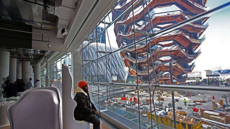 Hudson Yards' 'Snark Park' exhibit, 'Lost and Found,' opens Friday 2 Snark Park at Hudson Yards is lit only with natural light, which comes through a floor-to-ceiling window. Right outside is The Vessel, which has 2,500 individual steps, 80 landings and 154 interconnecting flights of stairs that together create a mile-long vertical pathway within the public gardens.