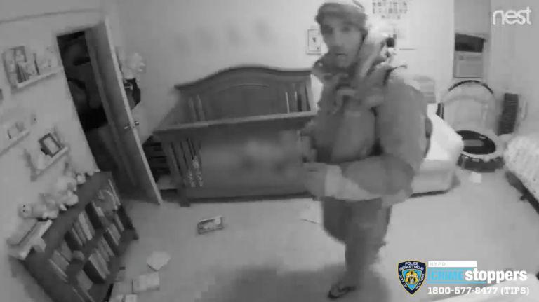 A man was caught on video sneaking around a 2-month-old's room as the baby slept on March 8.