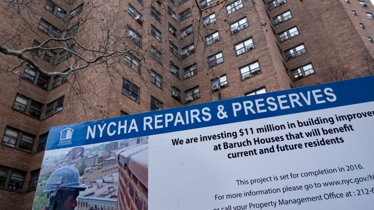 NYCHA's new monitor should consider these 6 guidelines, Citizens Budget Commission says 2 New York City Housing Authority repair work, apparently behind schedule, is noted on a sign outside the Bernard Baruch Houses in Manhattan in December 2018.