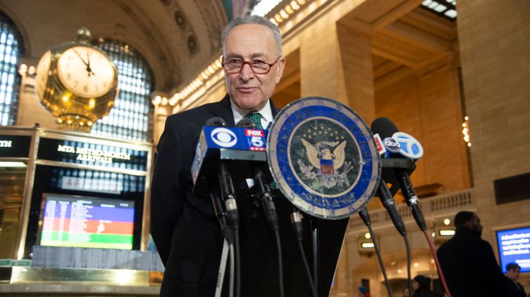 Schumer calls for federal probe of LIRR's crash-prevention technology installation 2 Sen. Charles Schumer, speaking at Grand Central Terminal, calls for the federal government to investigate the MTA's positive train control installation issues.