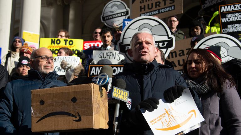 Councilman Van Bramer says Long Island City restaurateur sent 'threat' over Amazon opposition 2 City Councilman Jimmy Van Bramer tears up a mailer he received from Amazon touting its once-planned Long Island City headquarters at a rally on the steps of City Hall in January.