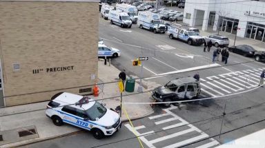 Knife-wielding man shot outside precinct after setting vehicle on fire: NYPD
