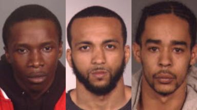 Police are looking for three men in a fatal shooting in East New York on March 19. From left: Alfred Crooks, Shacore Huff and Donaven McDay