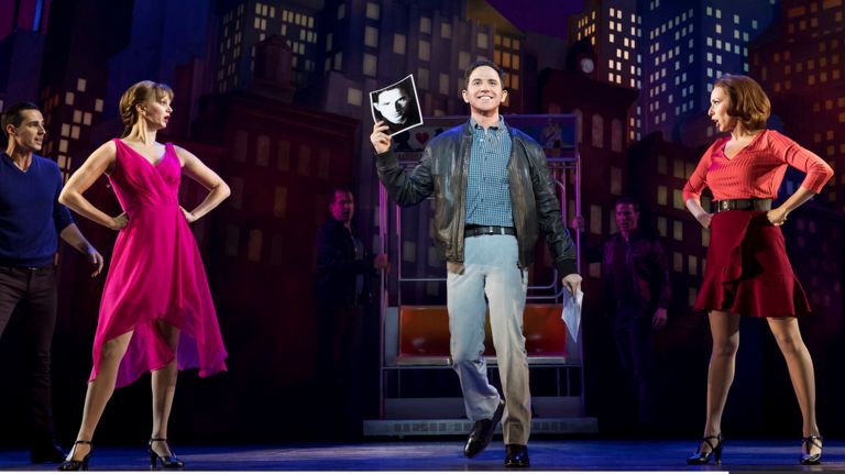 Santino Fontana, center, takes on Dustin Hoffman's screen role in the musical version of "Tootsie."