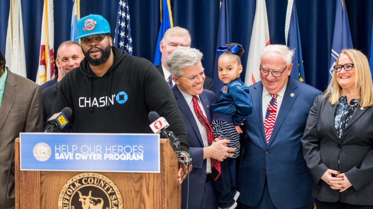State Sen.&nbsp;John Brooks, second from right, secured state funding for the John P. Dwyer Peer Support Project.