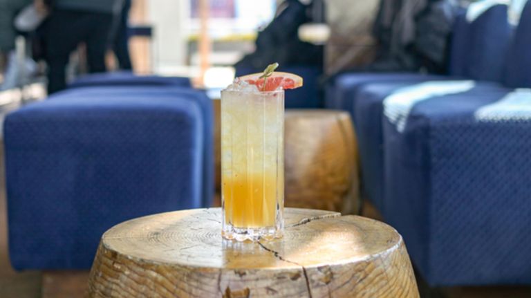 NYC's best rooftop bars for spring cocktails 3 The Kickin' Back at JIMMY is a blend of Partida tequila, suze liquor, grapefruit, and pink peppercorn.