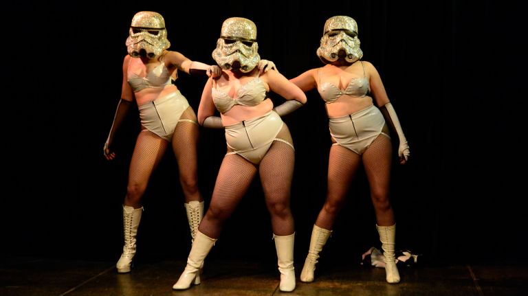 Coney Island's Nerdlesque festival puts pop culture-inspired 'fantasies' on display 2 The Geekenders Veronica Vamp, Sasja Smolders and Jayne Fondue and Bella DeColletage put on an out-of-this-world, Star Wars-inspired performance this weekend.