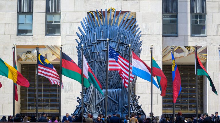 Massive 'Game of Thrones' Iron Throne leaves Rockefeller Center 3 The Iron Throne will remain at Rockefeller Center through Wednesday evening.