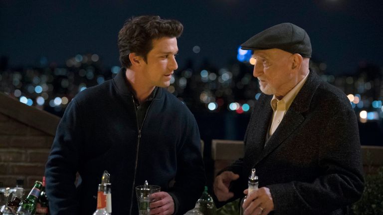 Daren Kagasoff as Gabe&nbsp;and Dominic Chianese as&nbsp;Enzo enjoy streetside cannoli and discuss Ava's legal case in an exclusive clip from Tuesday's episode of the NBC drama "The Village,"&nbsp;which moves to a new time slot, 9 p.m.