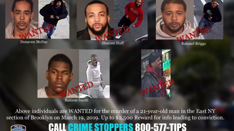 Police are looking for five suspects in a deadly gang-related shooting in East New York.
