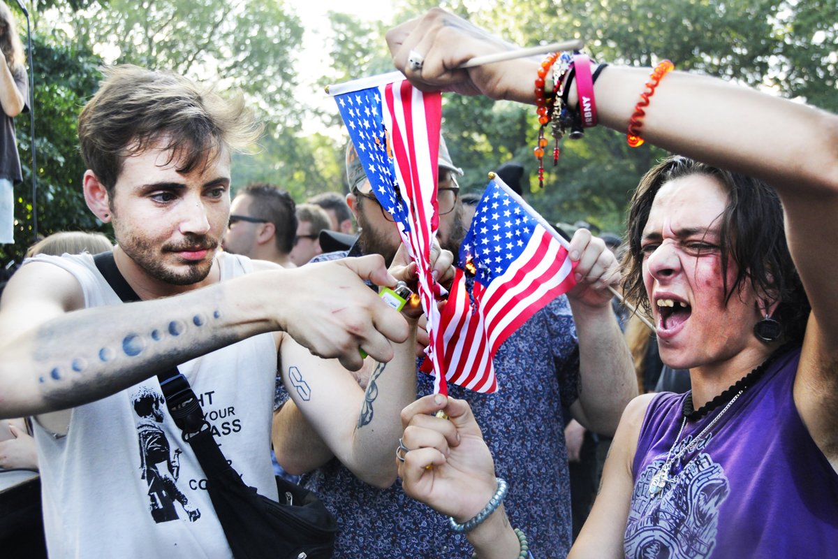 Feeling the burn: a traditional ritual at the riots anniversary concerts.