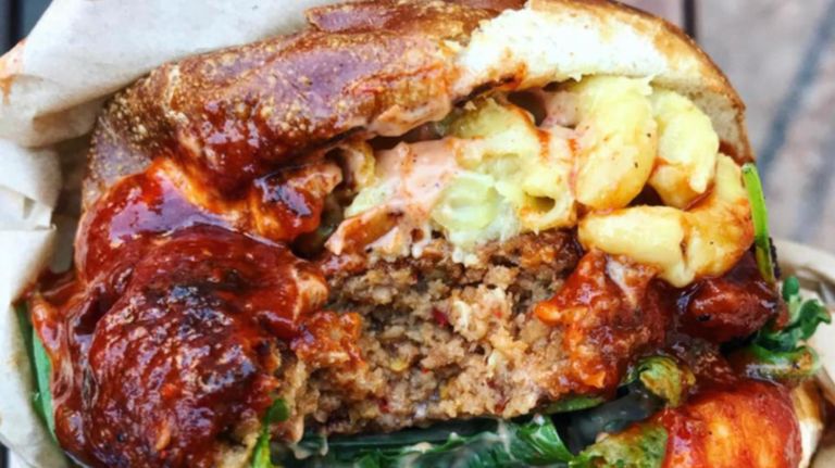 The Beastmode Burger at Cinnamon Snail, which started as a food truck but has a brick-and-mortar location at The Pennsy food hall in midtown.