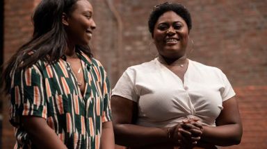 Danielle Brooks, right, stars alongside actor Grantham Coleman in The Public Theater's Free Shakespeare in the Park production, "Much Ado About Nothing."   
