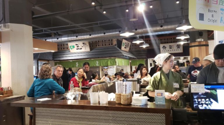 NYC markets update the classic food court with international flavors 8 Japan Village at Industry City in Brooklyn features 11 eateries and a market with imported products for sale.