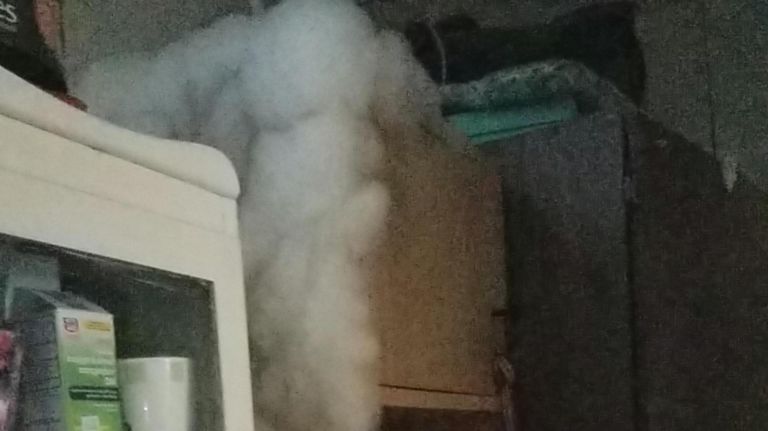 Mold covers many surfaces in Ivette D&aacute;vila-Richards' apartment several weeks after a fire destroyed the building at 702 44th St. in Sunset Park, Brooklyn, on April 3.