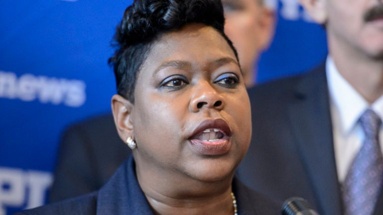 Bronx District Attorney Darcel Clark, seen here on April 4, 2017, announced a massive drug bust on Wednesday that resulted in the indictments of 19 people.
