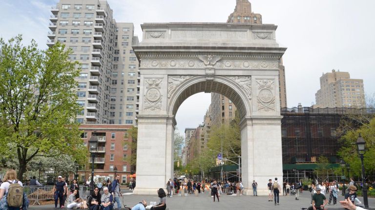 Washington Square Arch at the north of the park was built in 1892 and still stands tall.
