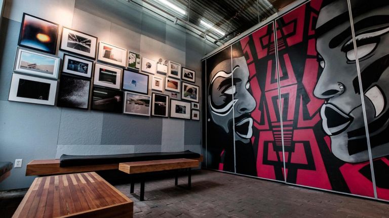 Littlefield reflects on a decade of cultivating the comedy scene in Brooklyn 4 Littlefield showcases work by local artists, including wall murals like this one by Ashley Simone McKenzie