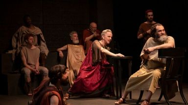 The cast of "Socrates" at the Public Theater. 