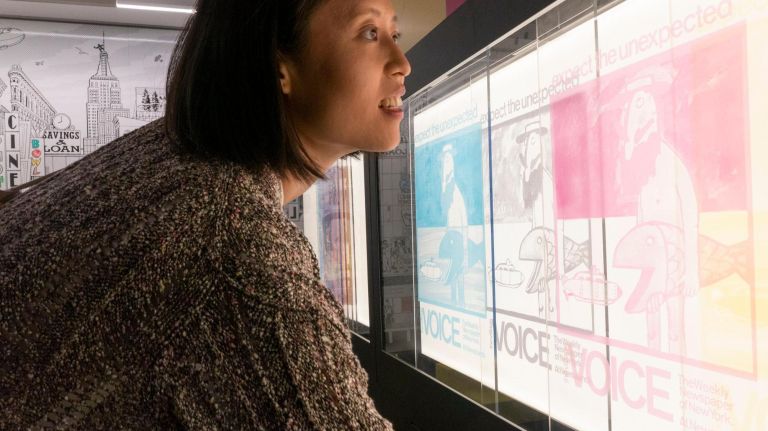 Poster House to cover Art Nouveau, political messaging and more when it opens in June 3 A visitor uses an interactive called "Layering Station" in the Kids Exhibition that explains how color is separated during the printing process during a preview at Poster House in Manhattan on Thursday.