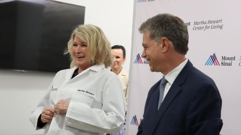 To commemorate the opening of Mount Sinai's second Martha Stewart Center for Living,&nbsp;Sean Morrison, a doctor of geriatrics and palliative care, gifted Stewart her own white coat.
