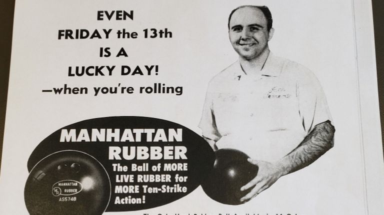 Bowling hall of famer Jack Clemente, of Brooklyn, is seen in an advertisement for Manhattan Rubber Company in Bowler's Journal.