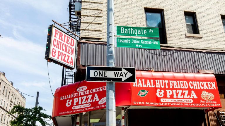 'Justice for Junior': Slain teen memorialized by murals around Bronx community 10 The Lesandro "Junior" Guzman-Feliz Street sign towers over the corner of 183rd Street and Bathgate Avenue in the Bronx.