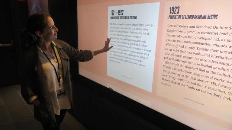 Brooklyn's history with public health on display at Historical Society exhibit 4 Julie Golia scrolls through the digital timeline of public health in Brooklyn and the U.S.