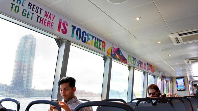 Dedicated Pride Vessel is shuttling around NYC Ferry commuters 4 The Pride Vessel sports rainbows, inside and out.