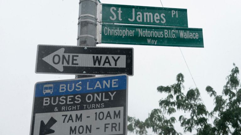 Christopher "Notorious B.I.G." Wallace Way is on the Bedford-Stuyvesant, Brooklyn, block he grew up on.