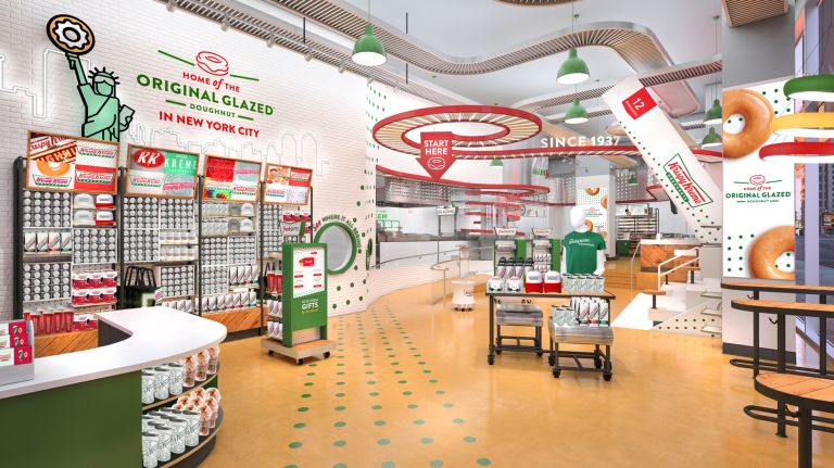 Krispy Kreme's 24-hour Times Square flagship will feature a glaze waterfall 2 Krispy Kreme's Times Square location is expected to feature a glaze waterfall.