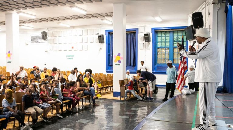 Hip-hop pioneer Grandmaster Caz will teach a musical education program for C.S. 55 students this summer.