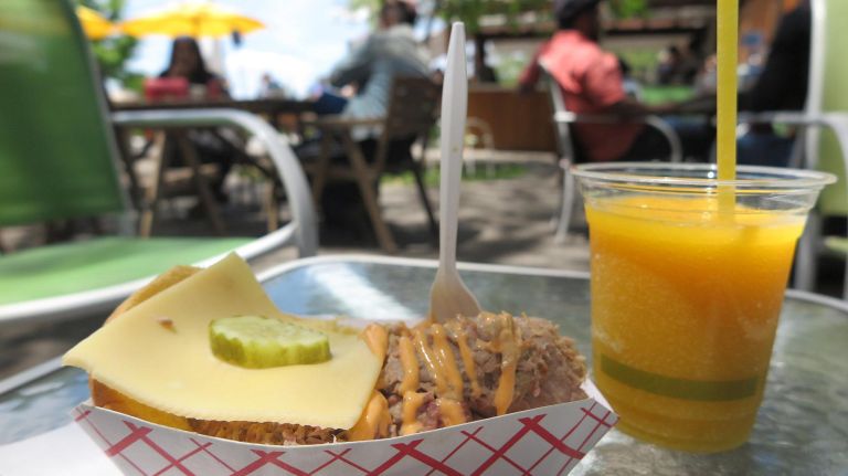 A Cuban and a frozen mango drink hits the spot at Liggett Terrace.